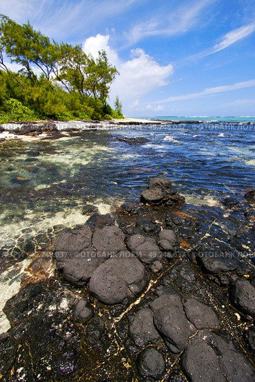  blue bay foam footstep indian ocean some stone in the island of deus cocos in mauritius . Стоковое фото, агентство Ingram Publishing / Фотобанк Лори