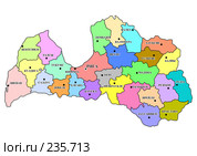 Латвия - цветная карта административного устройства с названиями центров (с крупными подписями) Стоковая иллюстрация, иллюстратор Елена Киселева / Фотобанк Лори