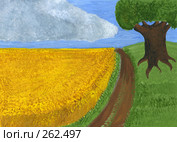 Пшеничное поле (рисунок гуашью) Стоковая иллюстрация, иллюстратор Ivan Markeev / Фотобанк Лори