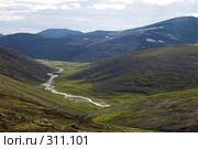 Полярный Урал. Долина реки на закате. Стоковое фото, фотограф Роман Коротаев / Фотобанк Лори