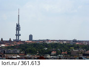 Прага. Вид на город. Район Жижков и телевизионную вышку (2008 год). Стоковое фото, фотограф Наталья Белотелова / Фотобанк Лори