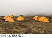 Палаточный лагерь Шира (Shira camp),  Килиманджаро, Танзания (2008 год). Стоковое фото, фотограф Алексей Зарубин / Фотобанк Лори