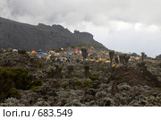 Палаточный лагерь Баранко (Barranco camp),  Килиманджаро, Танзания (2008 год). Стоковое фото, фотограф Алексей Зарубин / Фотобанк Лори