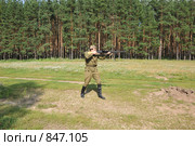 Солдат-пулемётчикю Х/Ф "Крещение" (2008 год). Редакционное фото, фотограф Ульянов Александр Михайлович / Фотобанк Лори