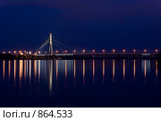 Московский мост в Киеве ночью (2008 год). Стоковое фото, фотограф Павел Широков / Фотобанк Лори