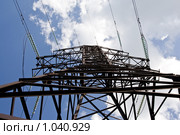 ЛЭП - 220 киловольт. Угловая анкерная опора. Стоковое фото, фотограф Виктор Ковалев / Фотобанк Лори