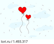 Воздушные шара в виде сердечек. Стоковая иллюстрация, иллюстратор Стойко Елена / Фотобанк Лори