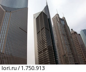 Небоскребы в Шанхае в районе Пудун (2008 год). Стоковое фото, фотограф Дмитрий Фиронов / Фотобанк Лори