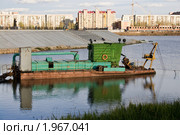 Земснаряд на реке Малая Кокшага (2010 год). Редакционное фото, фотограф Людмила Ожиганова / Фотобанк Лори
