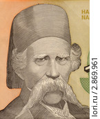 Вук Стефанович Караджич на банкноте 10000 динаров. Стоковое фото, фотограф Georgios Kollidas / Фотобанк Лори