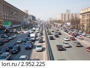 Вид с высоты птичьего полета на Ленинградское шоссе, Москва, Россия (2009 год). Редакционное фото, фотограф Николай Винокуров / Фотобанк Лори