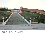 Чкаловская лестница и Георгиевская башня Нижегородского Кремля (2011 год). Редакционное фото, фотограф Денис Ларкин / Фотобанк Лори