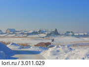 Две женщины встретились у красного мостика в морозный день. Стоковое фото, фотограф Анатолий Матвейчук / Фотобанк Лори