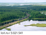 Локомотив с вагонами, вид сверху. Стоковое фото, фотограф Кекяляйнен Андрей / Фотобанк Лори