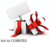 Открытая подарочная коробка с баннером на пружине. Стоковая иллюстрация, иллюстратор Виталий / Фотобанк Лори