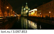 Храм Спаса на крови в Санкт-Петербурге ночью - таймлапс (2011 год). Стоковое видео, видеограф Михаил Коханчиков / Фотобанк Лори