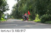 Конная повозка едет по дороге. Суздаль в летний день (2011 год). Стоковое видео, видеограф Кирилл Трифонов / Фотобанк Лори