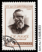 Г.Н. Минх. Русский эпидемиолог. Почтовая марка СССР 1960 года. Стоковая иллюстрация, иллюстратор Александр Щепин / Фотобанк Лори