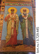 Храм Воскресения Христова (Спаса на Крови). Внутреннее убранство, мозаика северной стены В. И. Думитрашко Апостолы Клеопа и Сила . Санкт-Петербург. (2010 год). Стоковое фото, фотограф Ольга Липунова / Фотобанк Лори