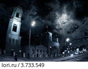 Церковь Сергия Радонежского ночью. Стоковое фото, фотограф Julia Shepeleva / Фотобанк Лори