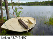Лодка на берегу озера. Стоковое фото, фотограф Валерия Попова / Фотобанк Лори