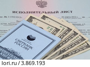 Исполнительный лист по гражданскому делу, решение суда и варианты перечисления денег (2012 год). Редакционное фото, фотограф Надежда Глазова / Фотобанк Лори