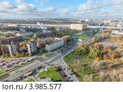 Вид сверху на проспект Обуховской обороны в Санкт-Петербурге (2012 год). Стоковое фото, фотограф Кекяляйнен Андрей / Фотобанк Лори
