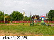 Стадион в посёлке Селижарово,Тверская область (2012 год). Редакционное фото, фотограф Елена Коромыслова / Фотобанк Лори