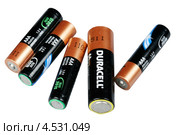 Пальчиковые и мизинчиковые батарейки DURACELL на белом фоне (2013 год). Редакционное фото, фотограф Анна Зеленская / Фотобанк Лори
