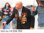 Ветеран на Поклонной горе в День Победы 9 Мая (2012 год). Редакционное фото, фотограф Алёшина Оксана / Фотобанк Лори