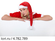 Миссис Санта над баннером. Стоковое фото, фотограф Phovoir Images / Фотобанк Лори