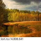 Осенний пейзаж маслом. Стоковая иллюстрация, иллюстратор Julia Shepeleva / Фотобанк Лори