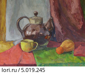 Натюрморт с чайником. Гуашь. Стоковая иллюстрация, иллюстратор Konstantin Solodkov / Фотобанк Лори