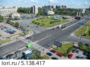 Площадь Конституции с высоты птичьего полета, пересечение Ленинского проспекта с Краснопутиловской улицей, Санкт-Петербург, Россия (2009 год). Редакционное фото, фотограф Кекяляйнен Андрей / Фотобанк Лори