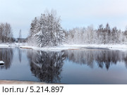 Зимнее озеро в лесу. Стоковое фото, фотограф Кекяляйнен Андрей / Фотобанк Лори