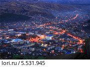 Горно-Алтайск после заката ранней весной (2013 год). Стоковое фото, фотограф Павел Зубакин / Фотобанк Лори