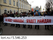 Баннер с надписбю "Не будет свободы - будет Майдан" на Шествии "В поддержку политзаключенных" по бульварному кольцу города Москвы (2014 год). Редакционное фото, фотограф Николай Винокуров / Фотобанк Лори