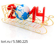 Золотые санки с 2014 годом. Стоковая иллюстрация, иллюстратор Guru3d / Фотобанк Лори