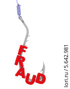 Слово "fraud" (мошенничество) на рыболовном крючке. Стоковая иллюстрация, иллюстратор WalDeMarus / Фотобанк Лори
