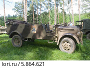 Немецкий ретро автомобиль Штерн Steyr 1500A/02 kfz.69 в лесу, 3-й международный слет "Моторы войны" вблизи города Черноголовка, Московская область (2013 год). Редакционное фото, фотограф Малышев Андрей / Фотобанк Лори