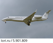 Embraer EMB-135BJ Legacy 600 (бортовой LX-MOI) авиакомпании Luxaviation на посадке во Внукове (2014 год). Редакционное фото, фотограф Alexei Tavix / Фотобанк Лори