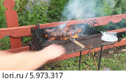 Горящий шашлык. Стоковое видео, видеограф Сергей Соболев / Фотобанк Лори