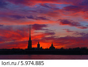 Санкт-Петербург, Петропавловская крепость, закат. Стоковое фото, фотограф Владимир Трифонов / Фотобанк Лори