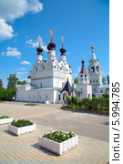 Белая церковь с черными куполами в женском монастыре в городе Муром. Стоковое фото, фотограф Владимир Ходатаев / Фотобанк Лори