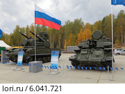 Зенитный пушечно-ракетный комплекс Тунгуска и зенитная самоходная установка Шилка на Международной выставке вооружения, военной техники и боеприпасов RAE-2013, г. Нижний Тагил. Редакционное фото, фотограф Игорь Долгов / Фотобанк Лори
