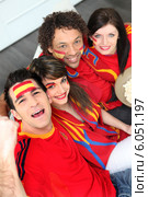 Spanish football fans at home. Стоковое фото, фотограф Phovoir Images / Фотобанк Лори