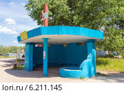 Городское поселение "Посёлок Воротынск". Автобусная остановка (2014 год). Стоковое фото, фотограф Сергей Лаврентьев / Фотобанк Лори