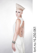 futuristic attractive woman in dress with creative hairstyle. Стоковое фото, фотограф Александр Буц / Фотобанк Лори