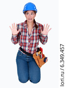 Scared female worker. Стоковое фото, фотограф Phovoir Images / Фотобанк Лори