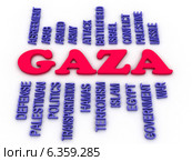 3d image Gaza concept word cloud background. Стоковое фото, фотограф David Castillo Dominici / Фотобанк Лори